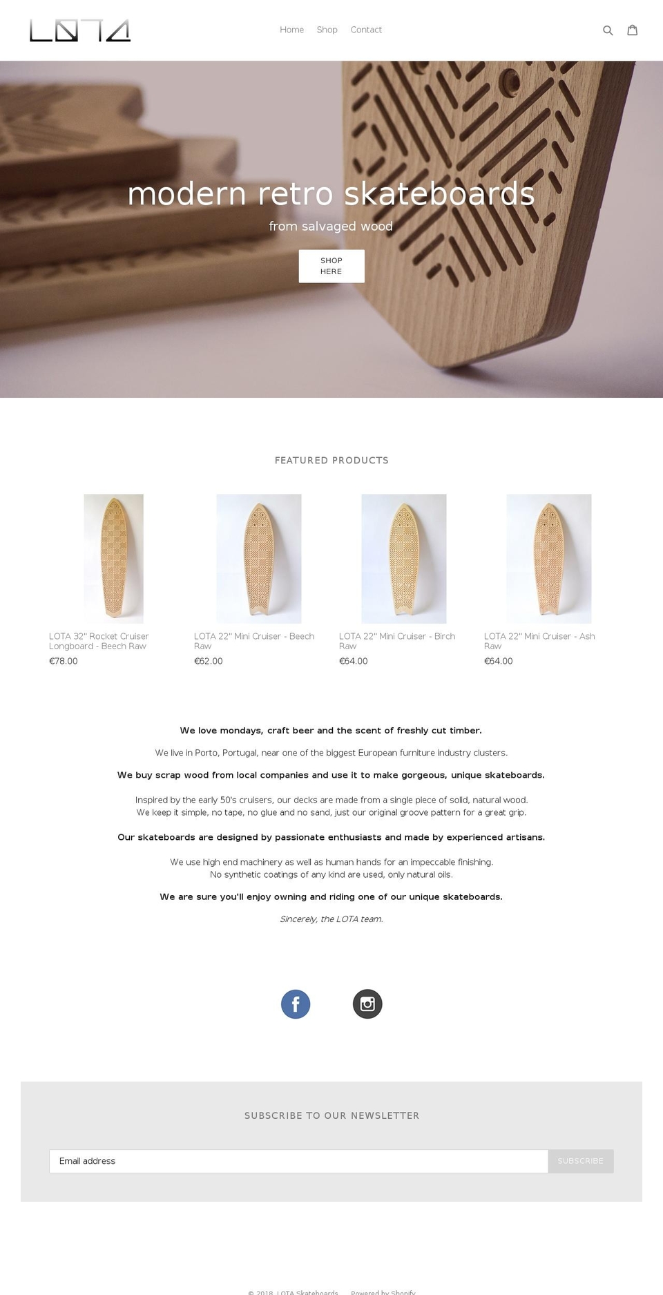 lotaskateboards.com — Shopify storefront screenshot