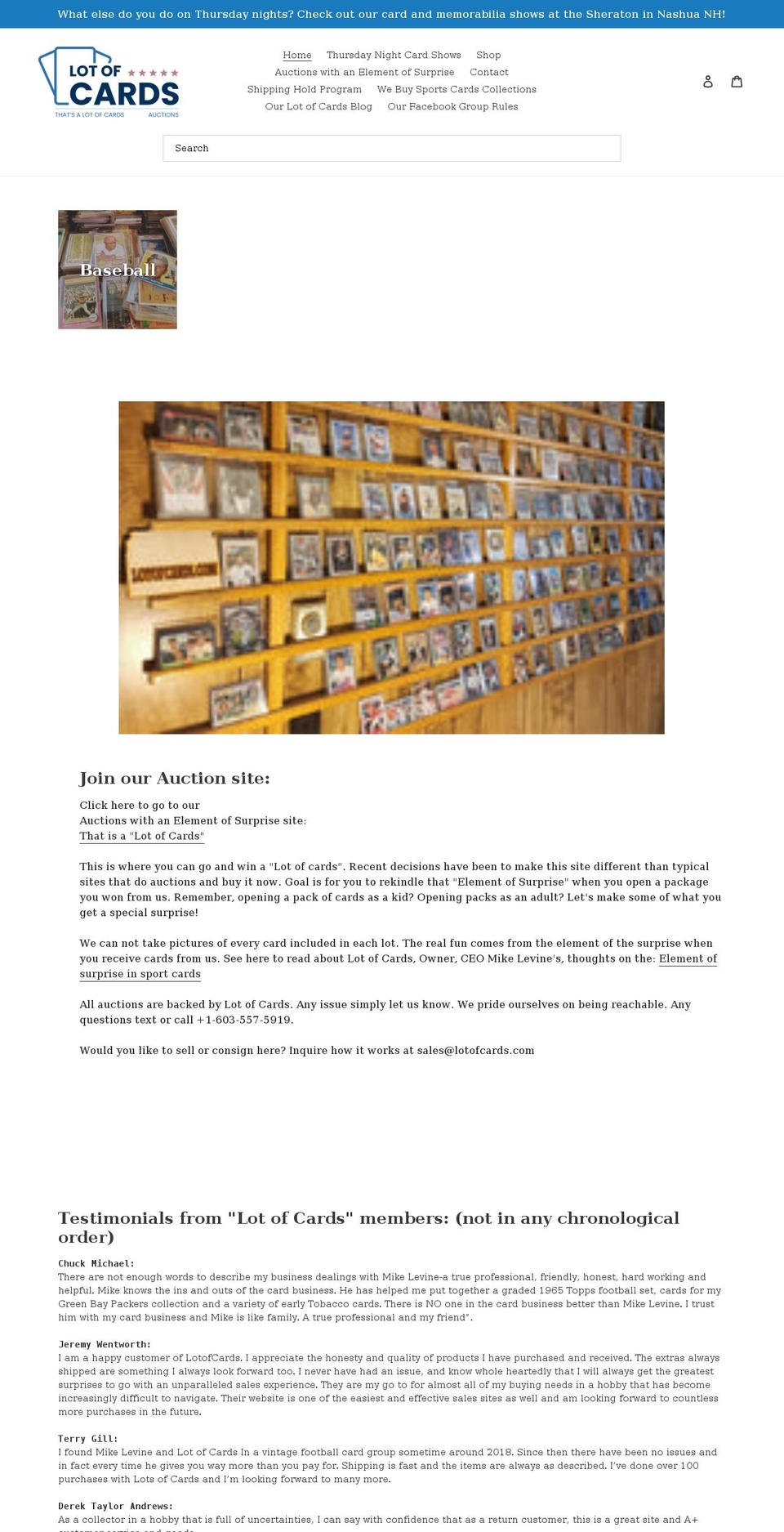 lotofcards.com shopify website screenshot