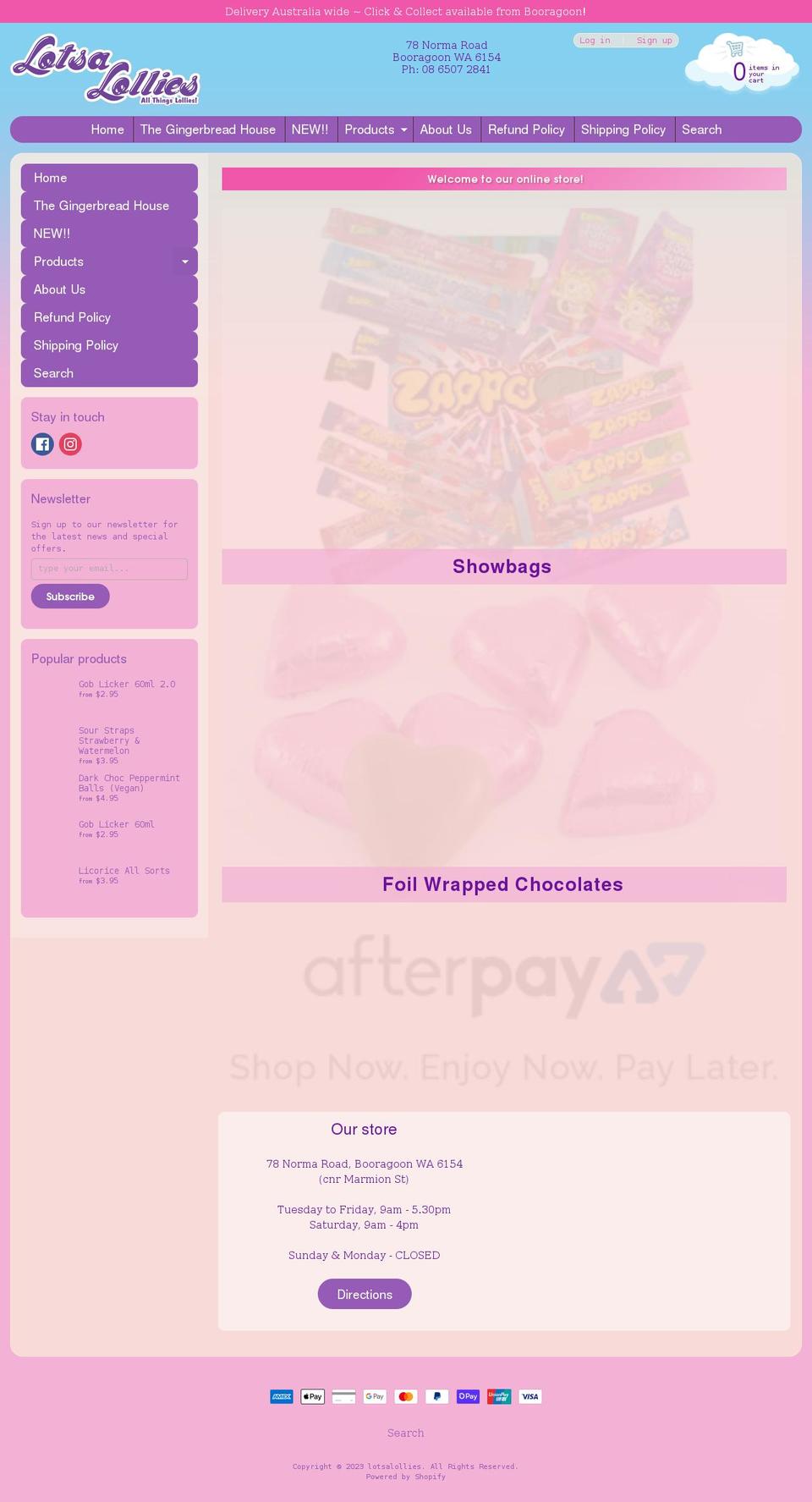lotsalollies.com.au shopify website screenshot