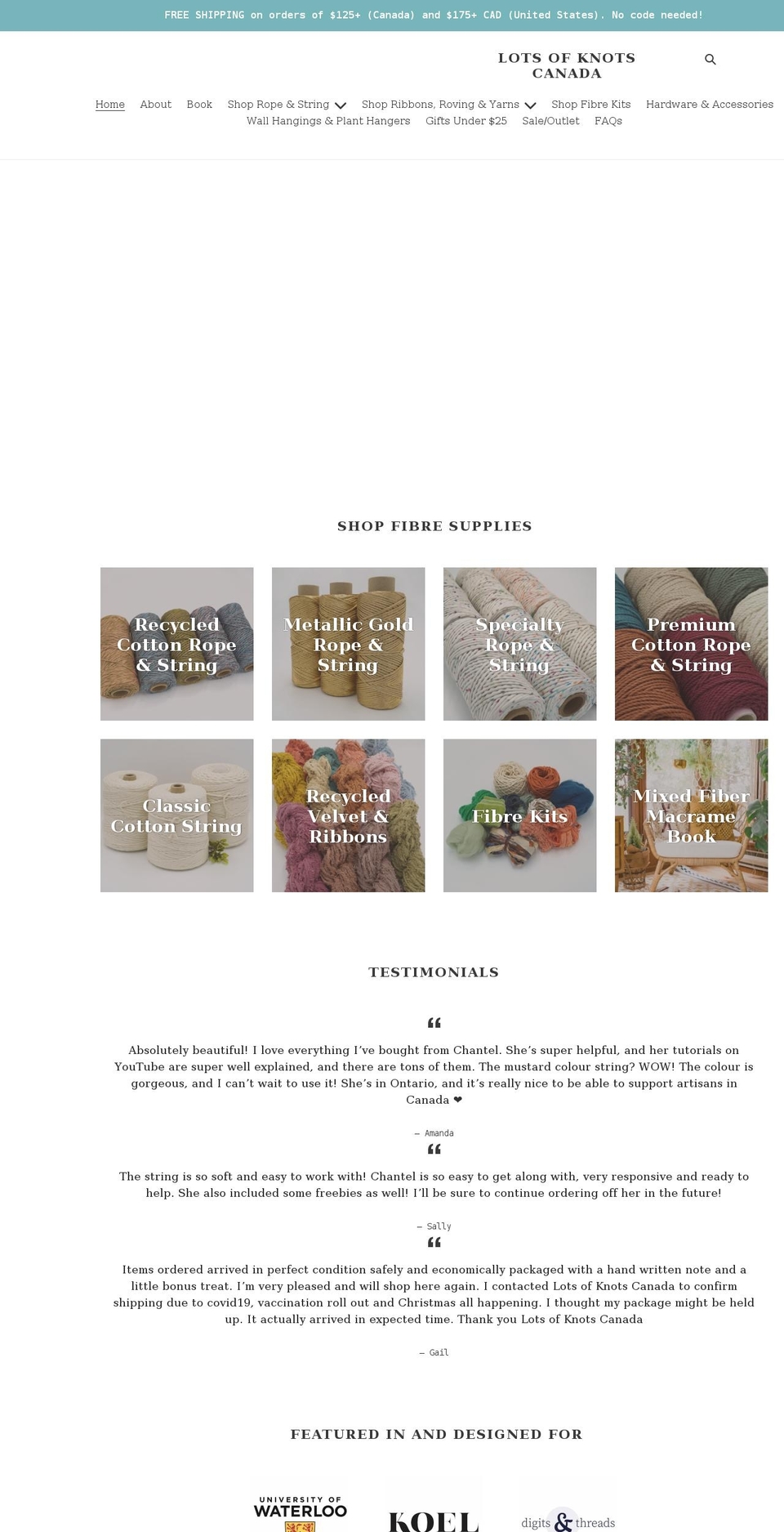 lotsofknots.ca shopify website screenshot