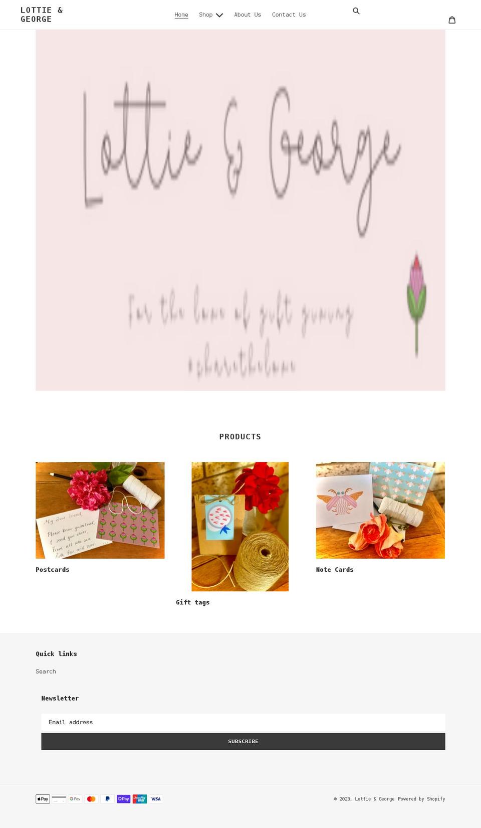 lottieandgeorge.com shopify website screenshot