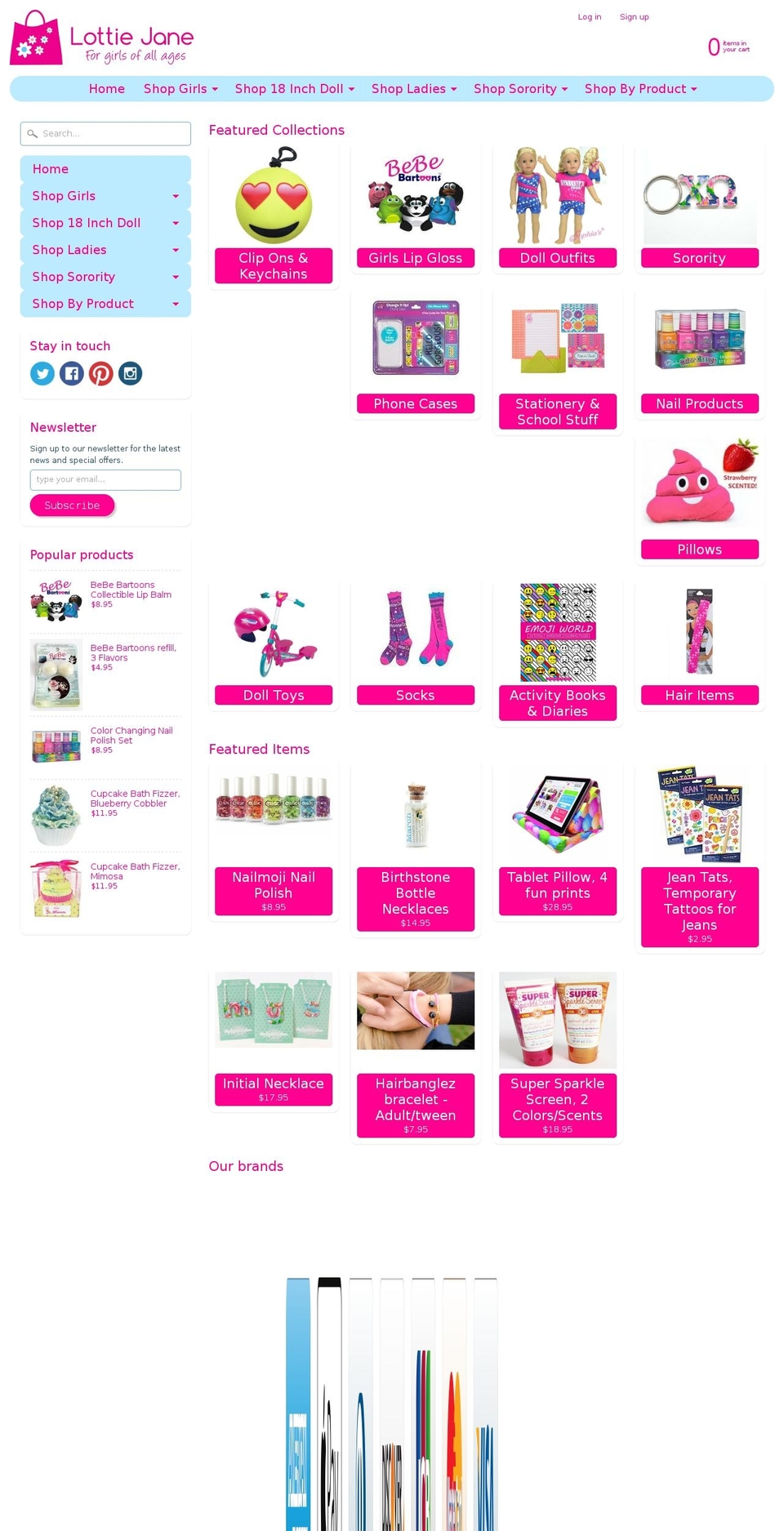lottiejane.com shopify website screenshot
