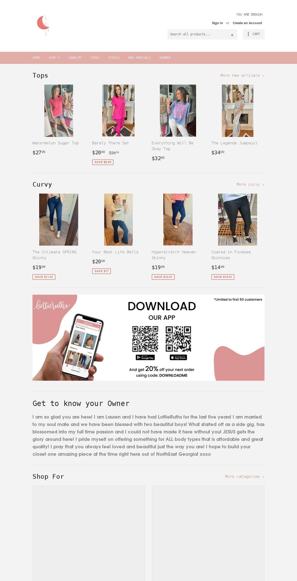lottieruths.com shopify website screenshot