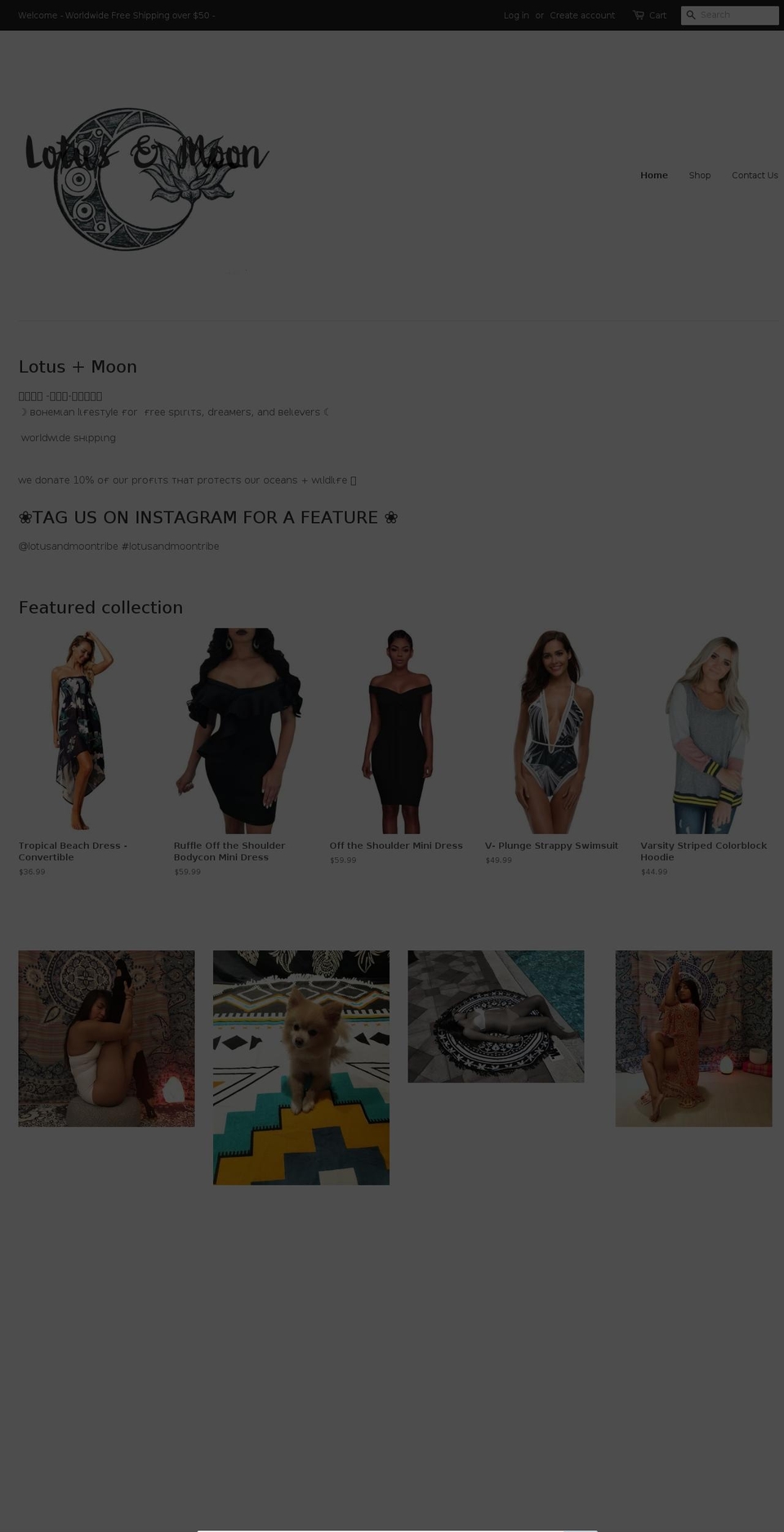 lotusandmoontribe.com — Shopify storefront screenshot