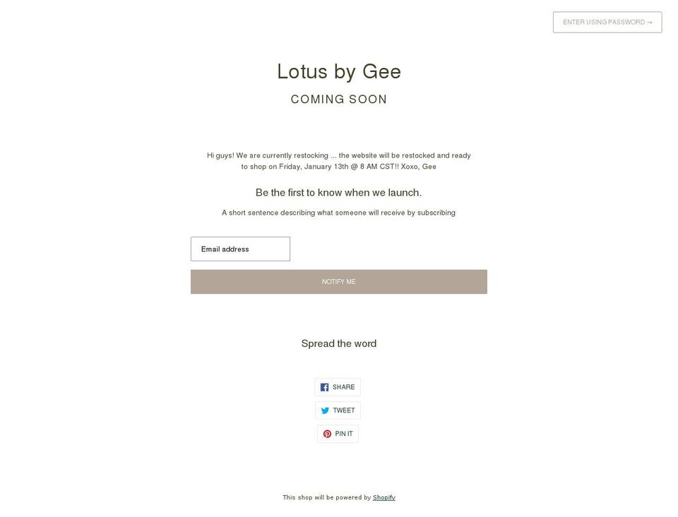 lotusbygee.com shopify website screenshot