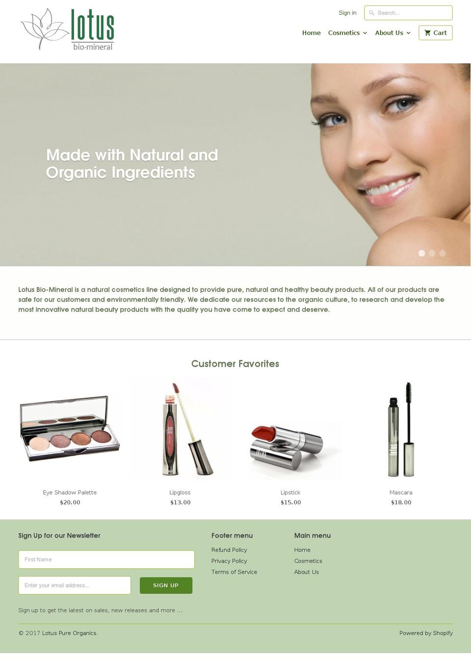 lotuscosmeticsec.com shopify website screenshot