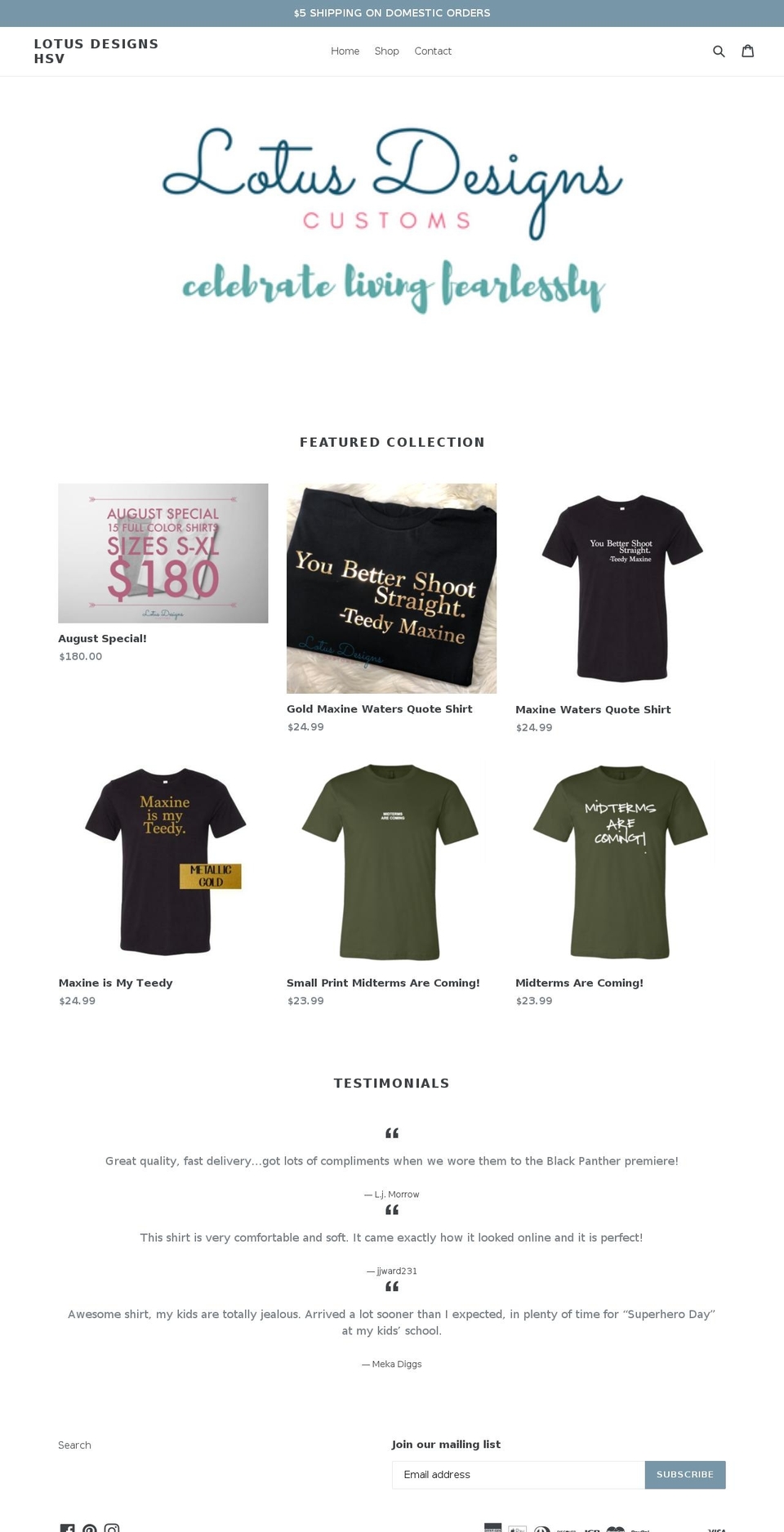 lotusdesignshsv.com — Shopify storefront screenshot