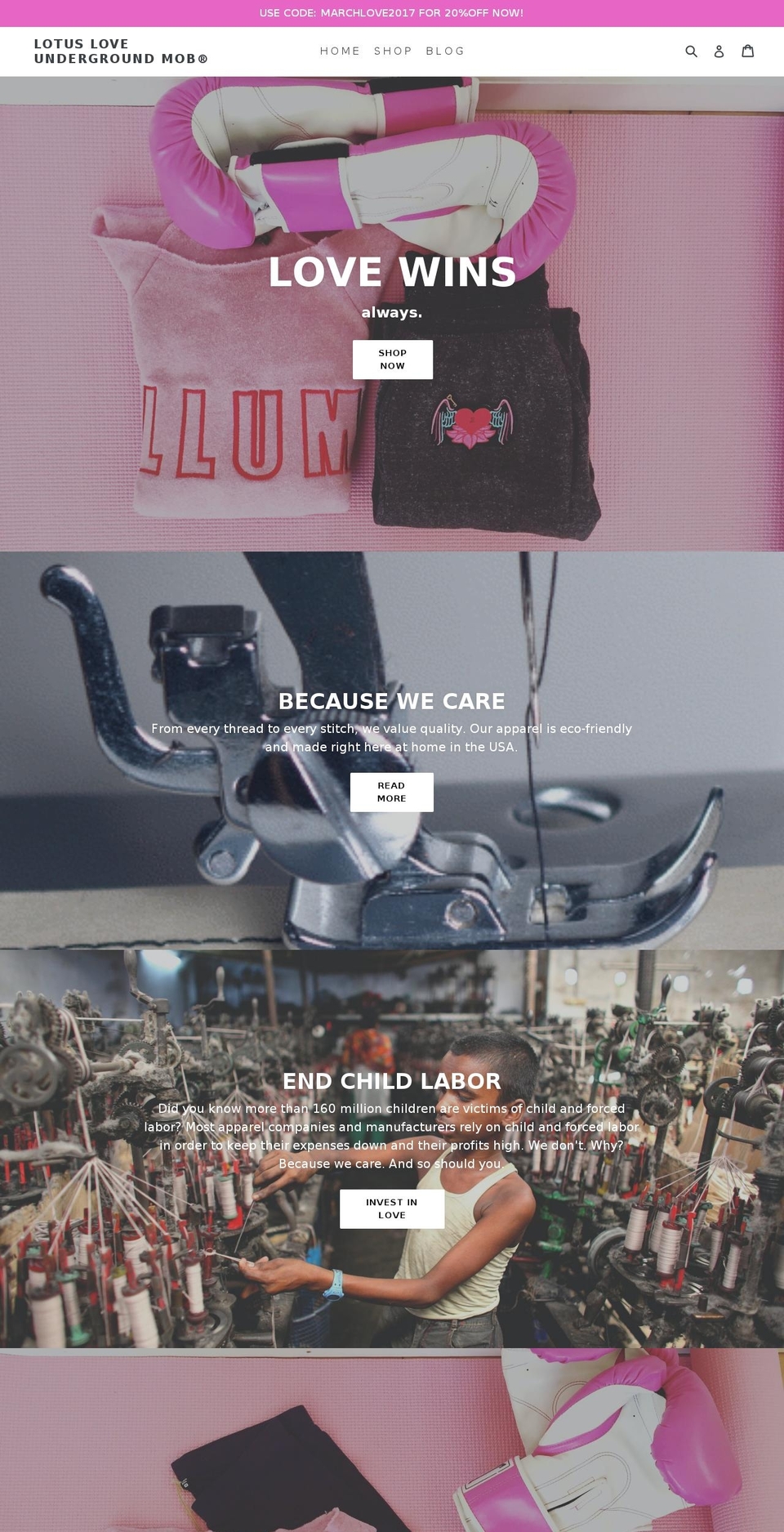 lotusloveundergroundmob.com shopify website screenshot