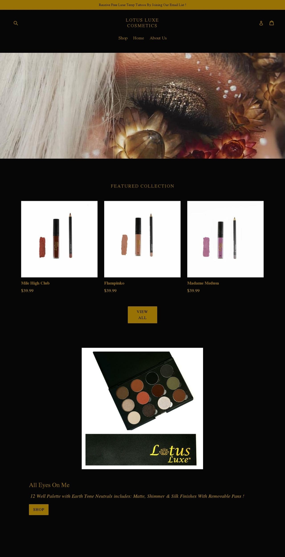 lotusluxecosmetics.com — Shopify storefront screenshot