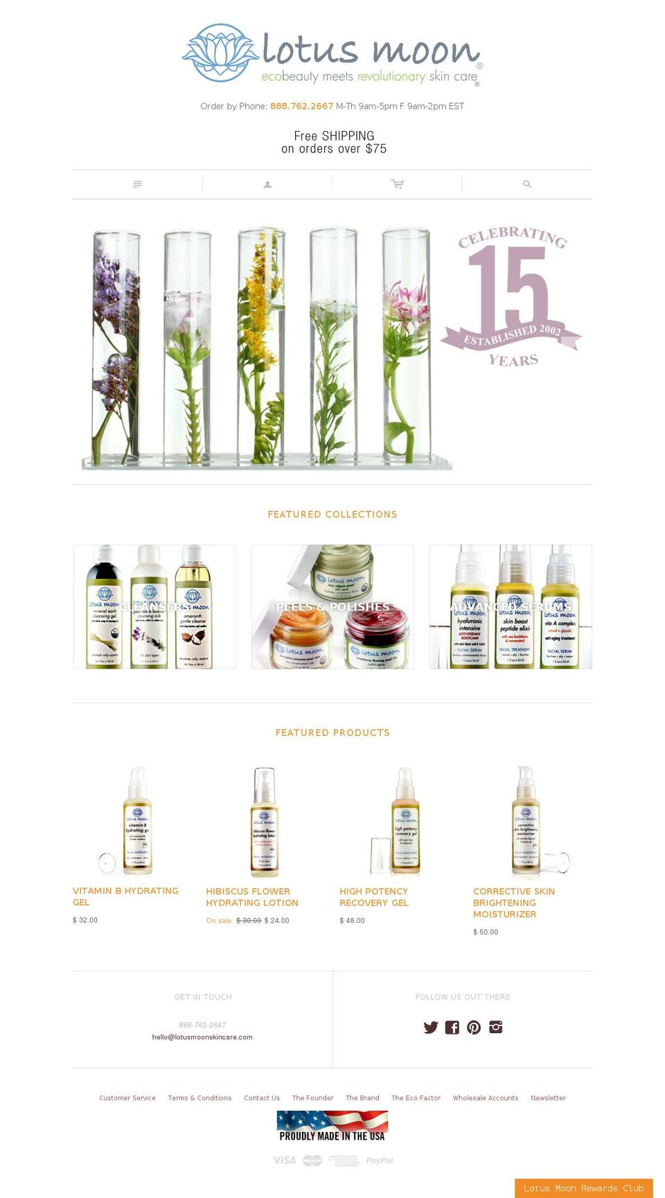 lotusmoonskincare.com shopify website screenshot