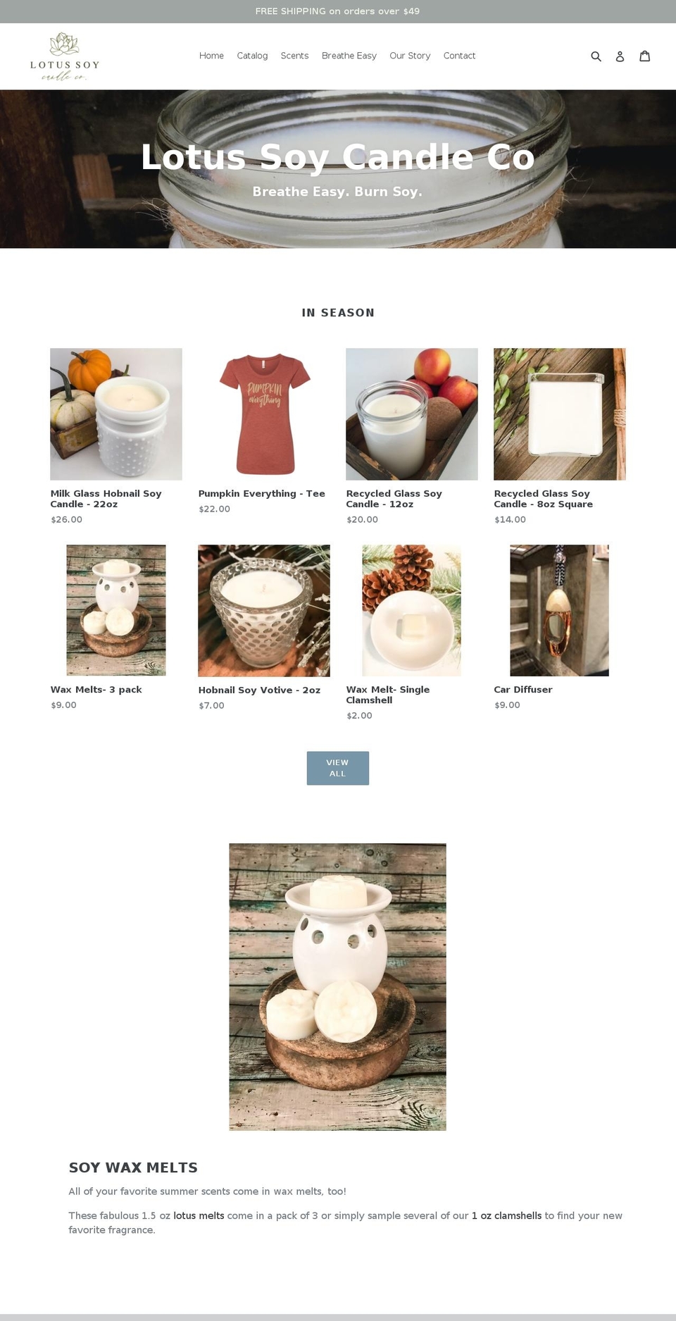 lotusoycandles.com shopify website screenshot