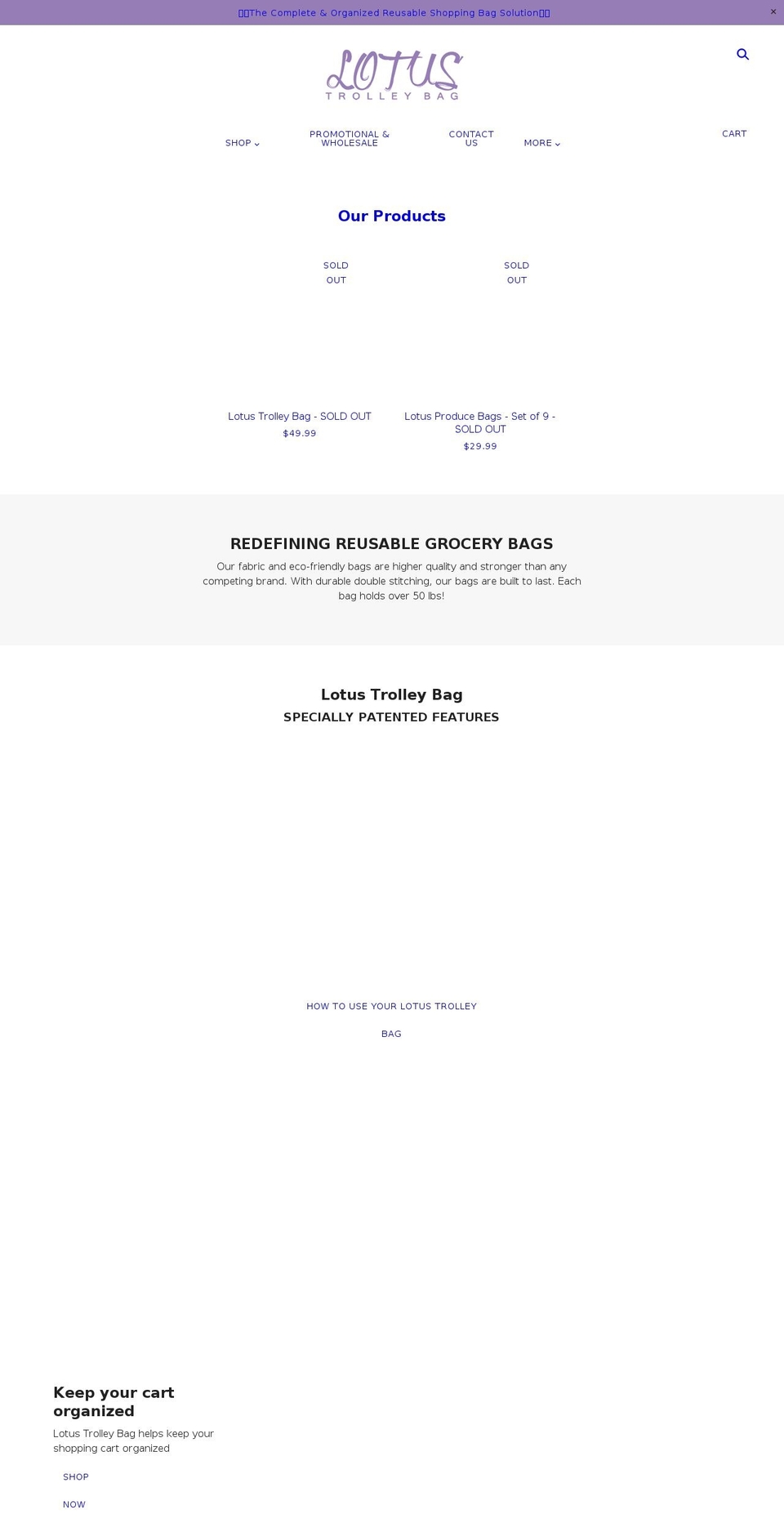 lotustrolleybag.com.au shopify website screenshot