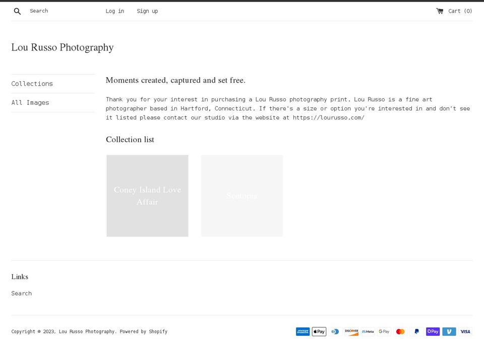 lou-russo-photography.myshopify.com shopify website screenshot
