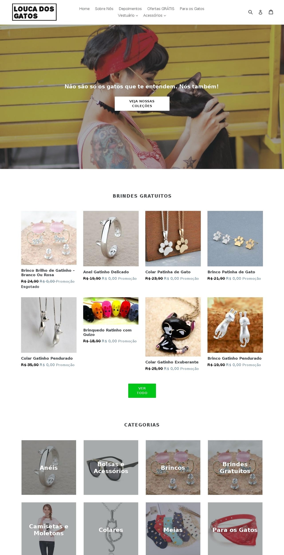 loucadosgatos.net shopify website screenshot