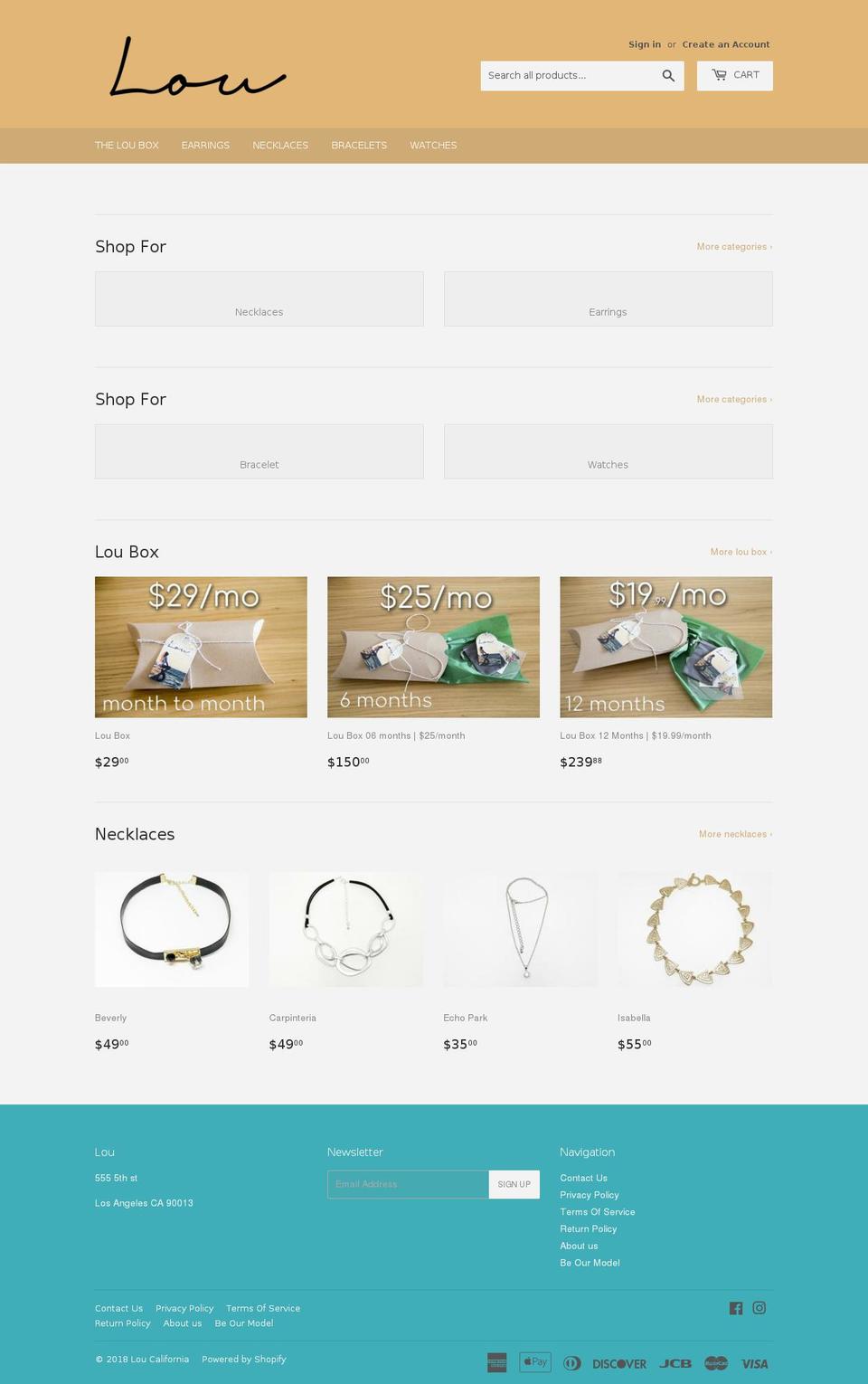 loucalifornia.com shopify website screenshot