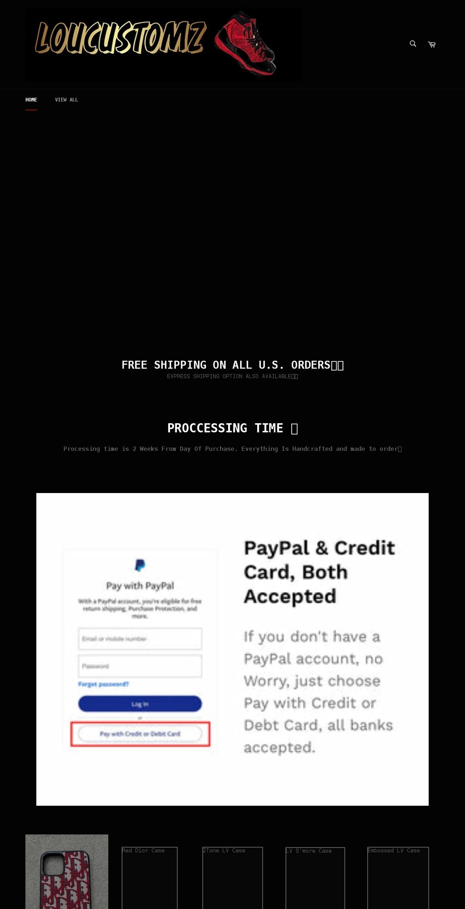 loucustomz.com shopify website screenshot