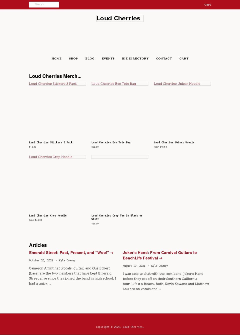 loudcherries.com shopify website screenshot