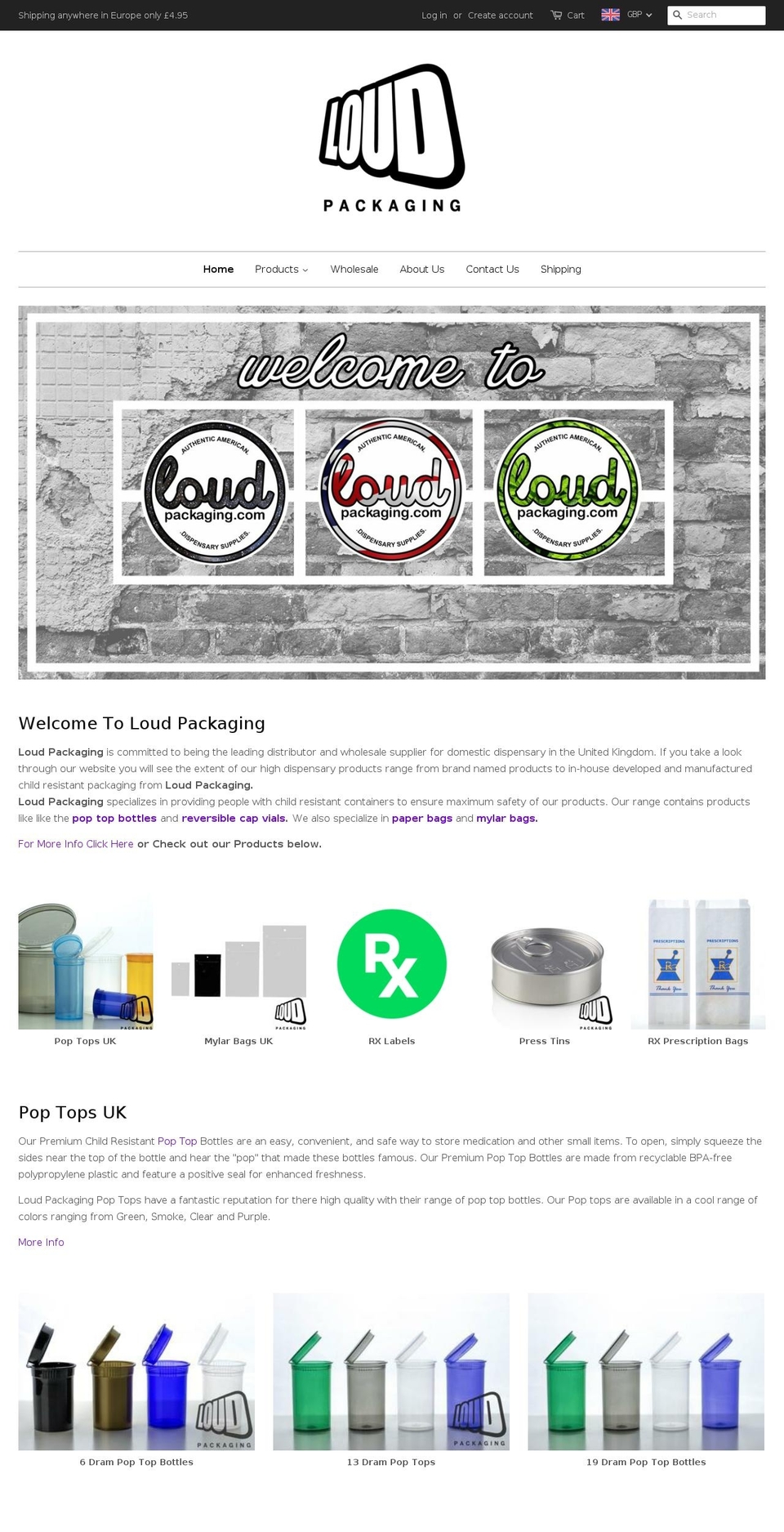 loudpackaging.com shopify website screenshot