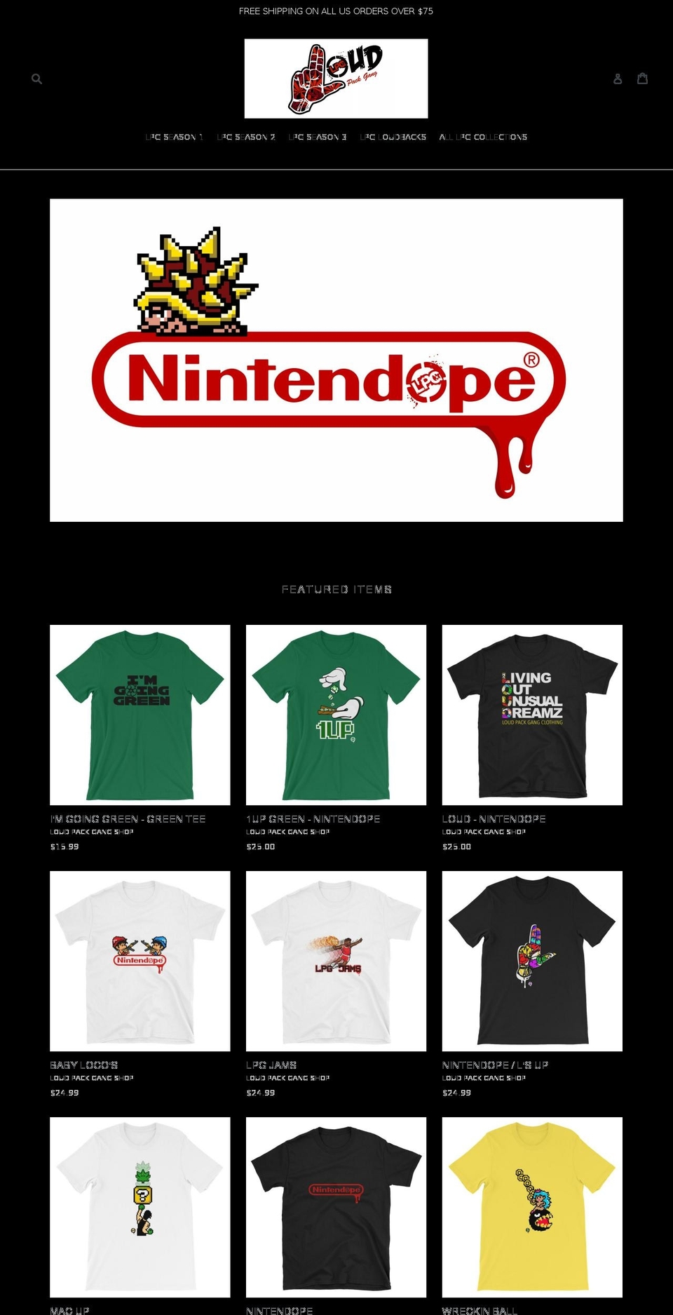 loudpackgangshop.com shopify website screenshot