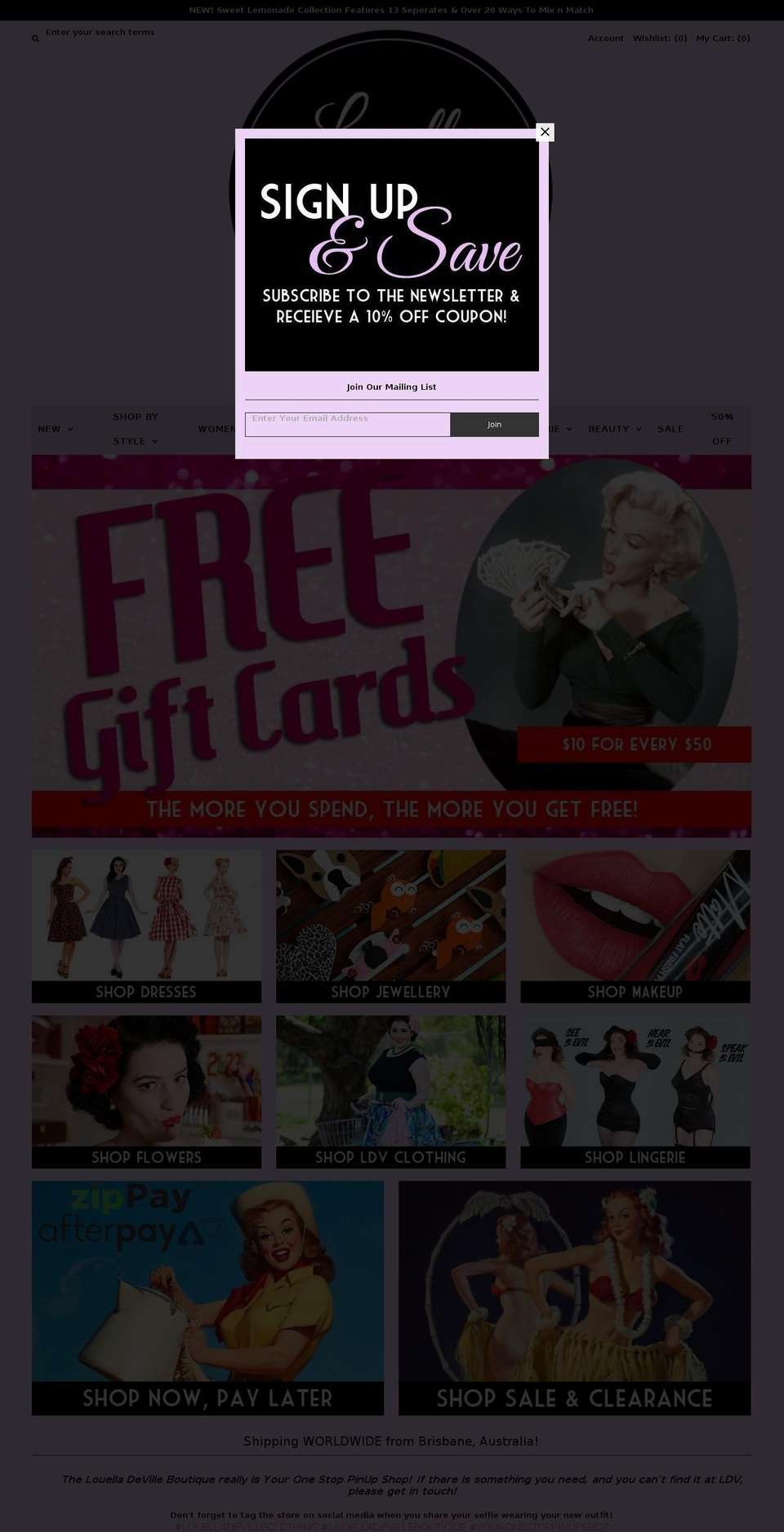 louelladeville.com.au shopify website screenshot
