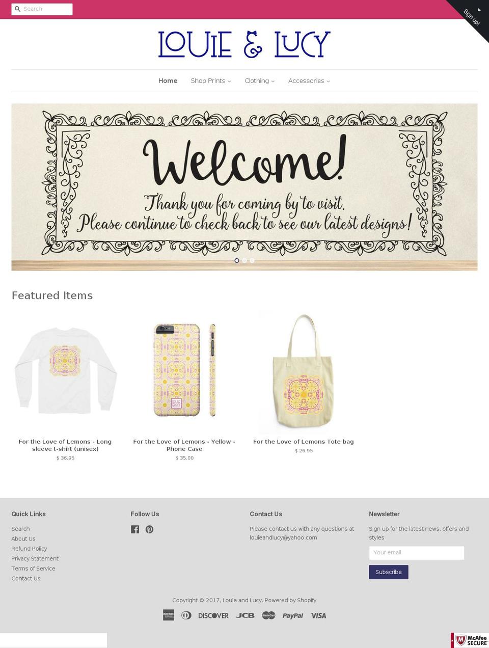 louieandlucy.com shopify website screenshot