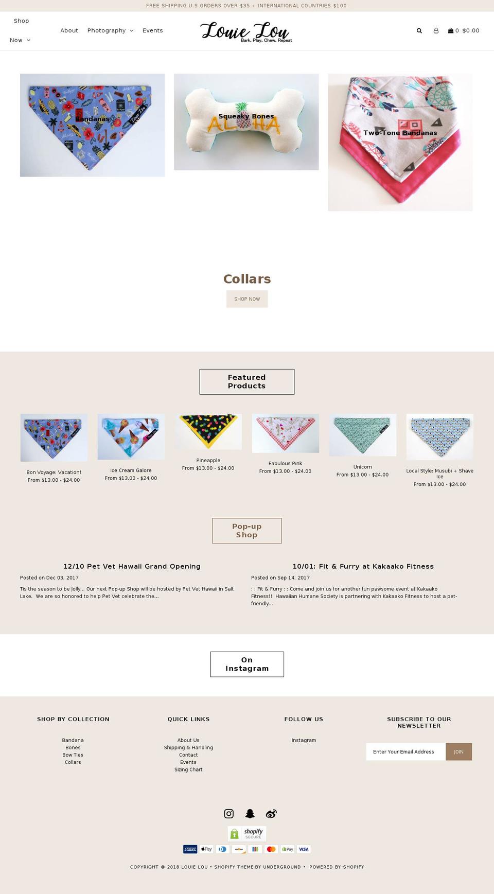 louielouhawaii.com — Shopify storefront screenshot