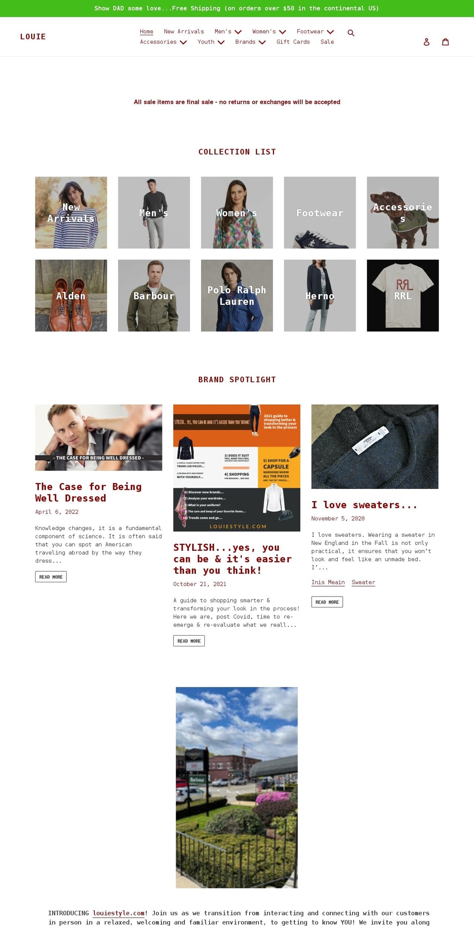 louieretail.com shopify website screenshot