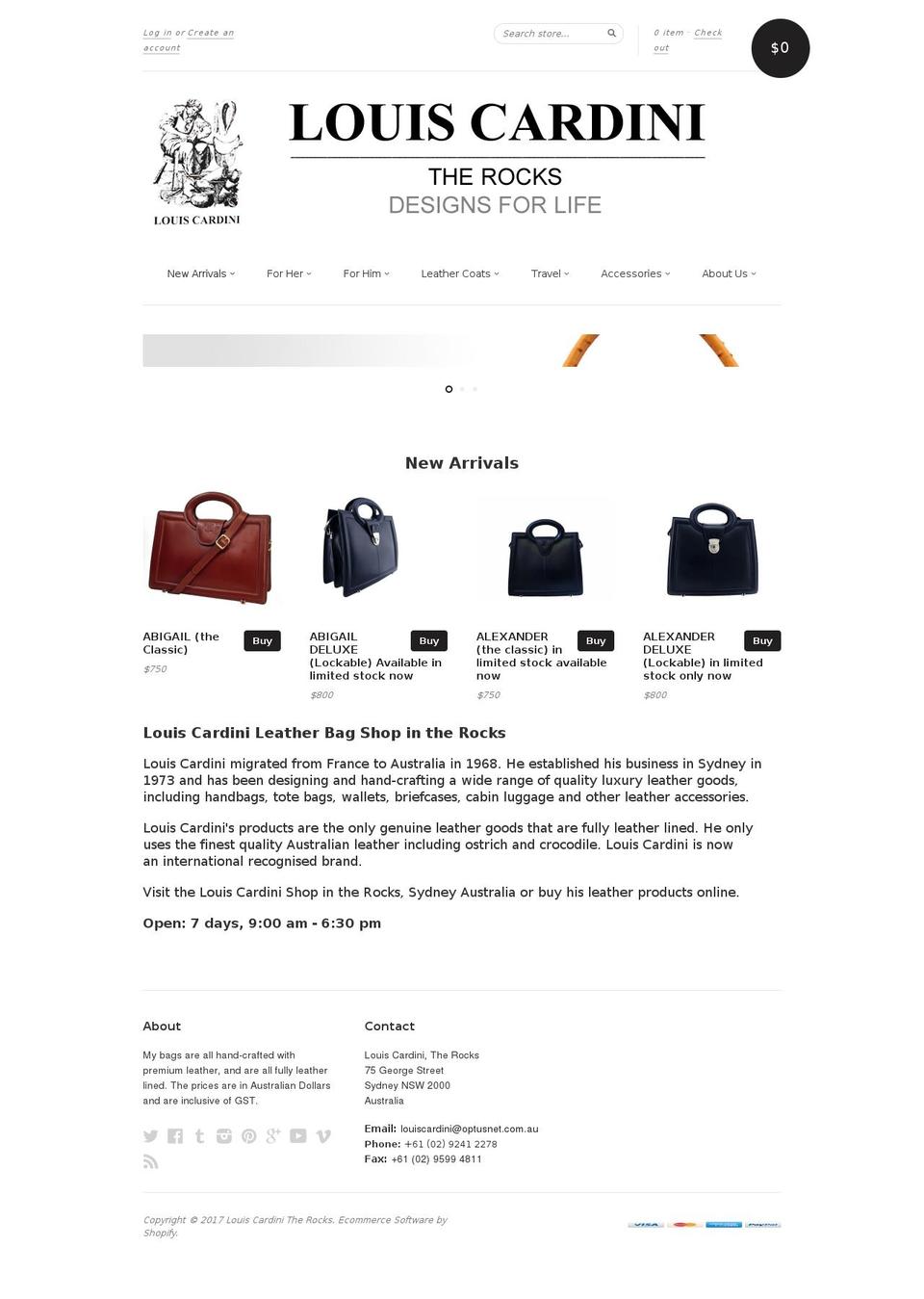 louiscardinishop.com shopify website screenshot