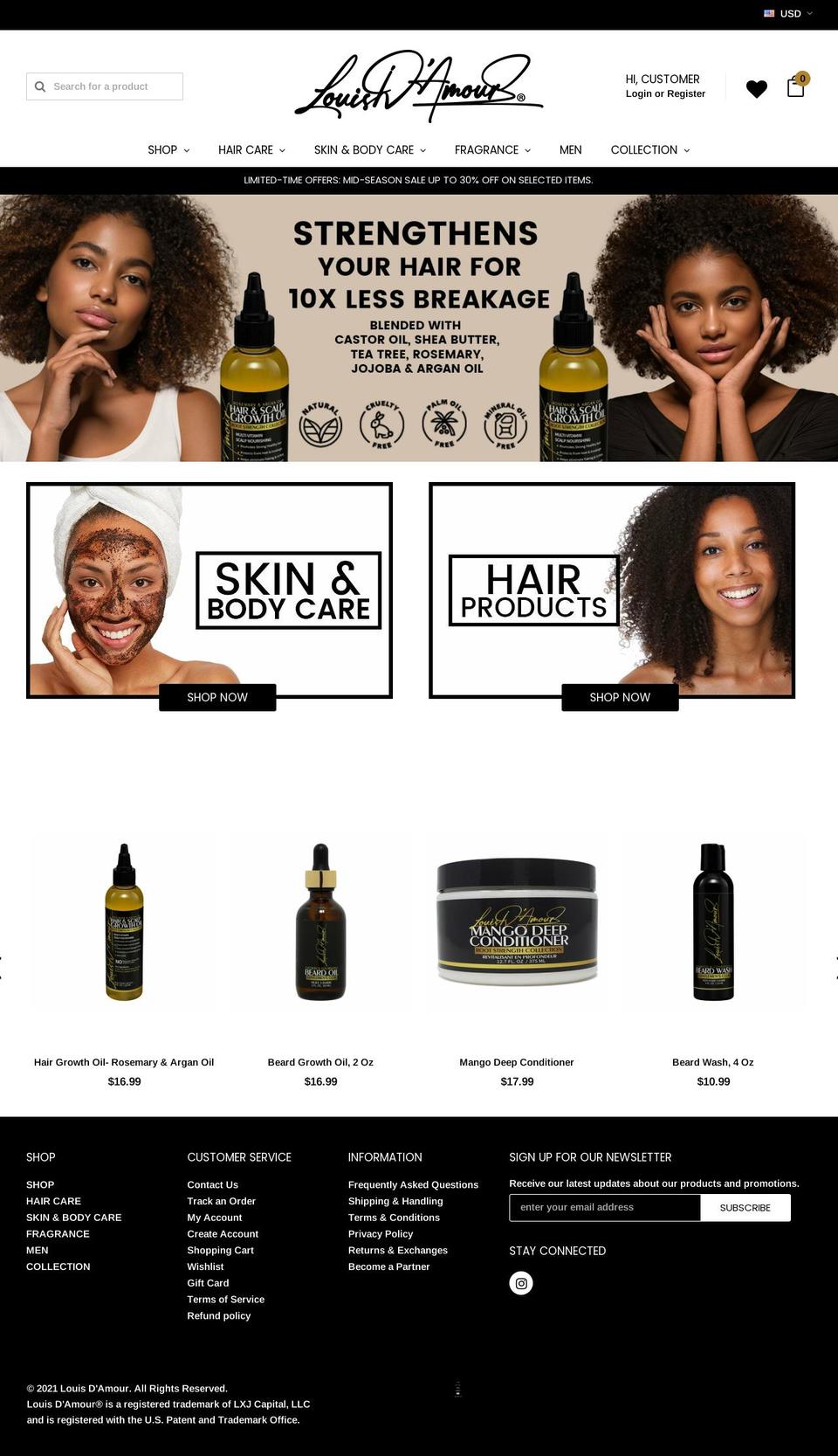 louisdamour.com shopify website screenshot