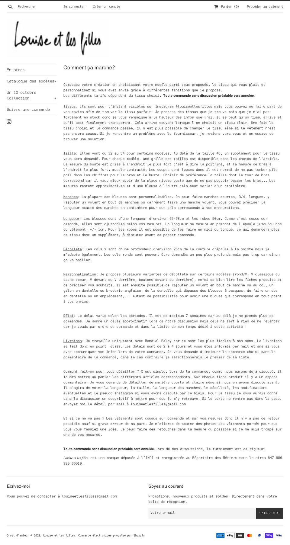 louiseetlesfilles.com shopify website screenshot