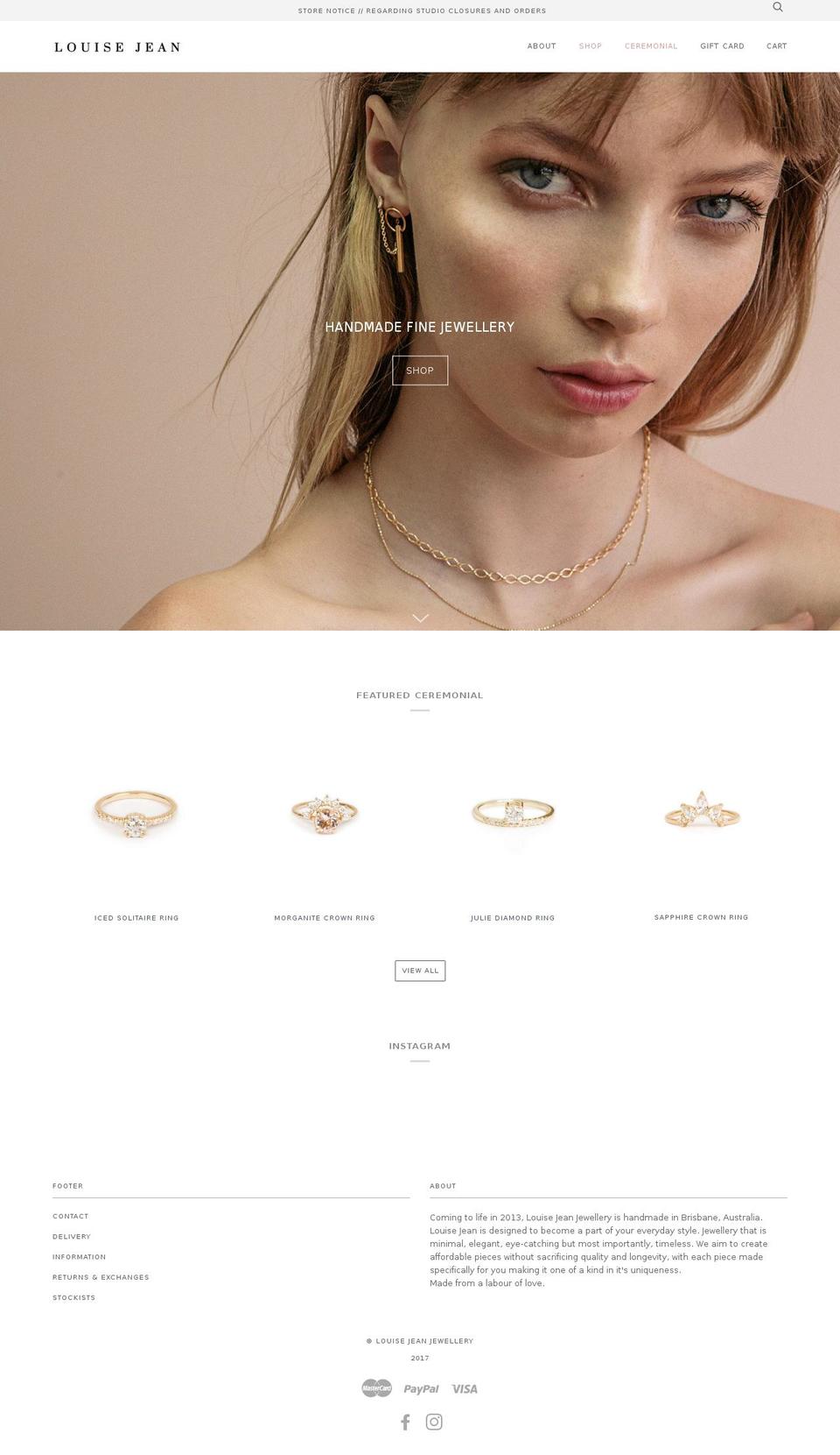 louisejean.com shopify website screenshot