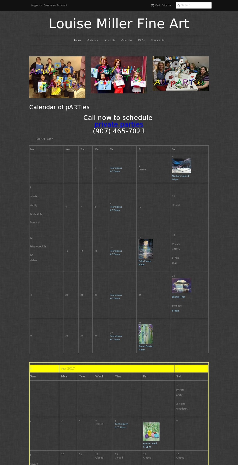 louisemillerfineart.com shopify website screenshot