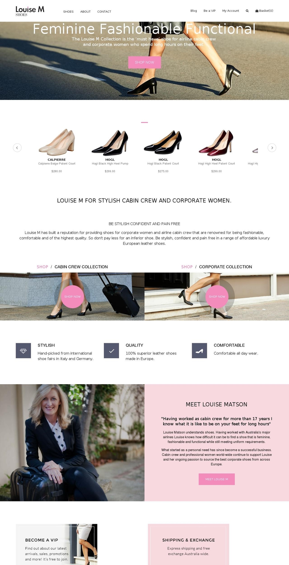 louisemshoes.com shopify website screenshot