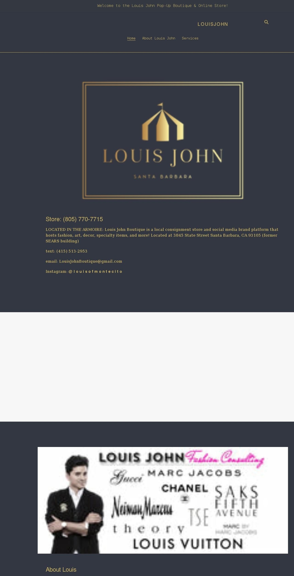 louisjohnboutique.com shopify website screenshot