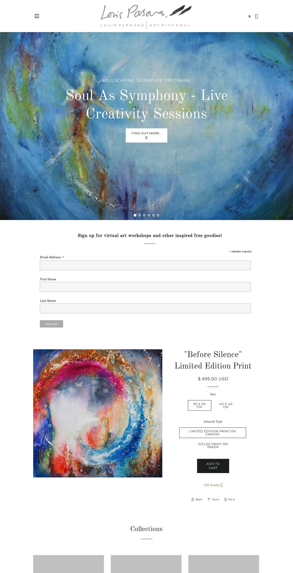 louisparsonsart.com shopify website screenshot