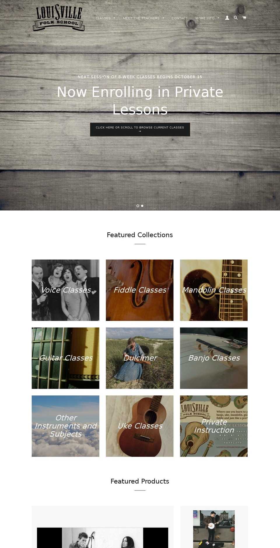 louisvillefolkschool.com — Shopify storefront screenshot