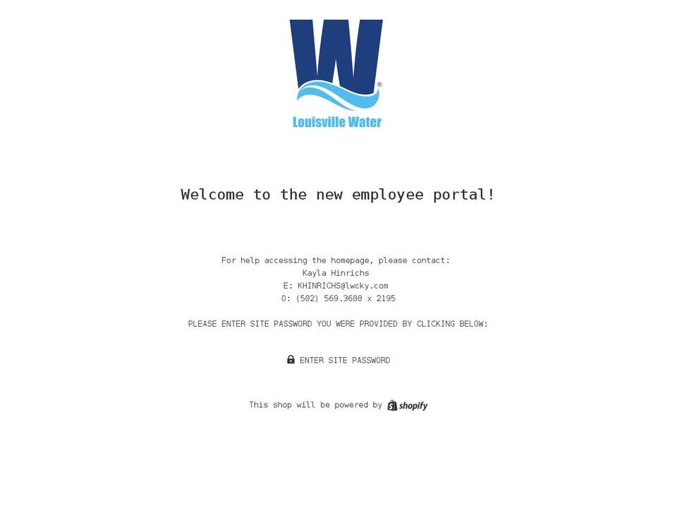 louisvillewateremployeeapparel.com shopify website screenshot