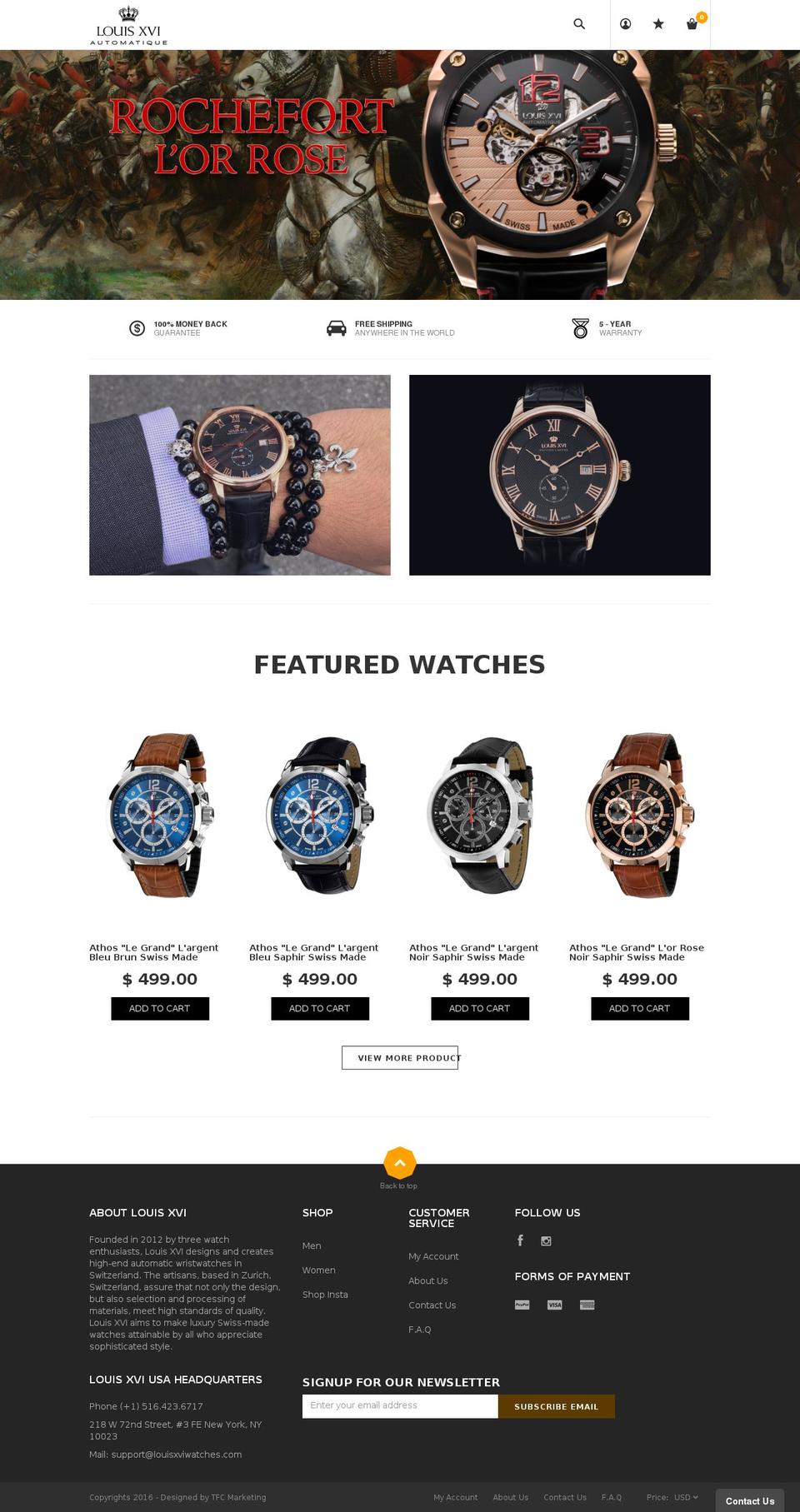 louisxviwatches.com shopify website screenshot