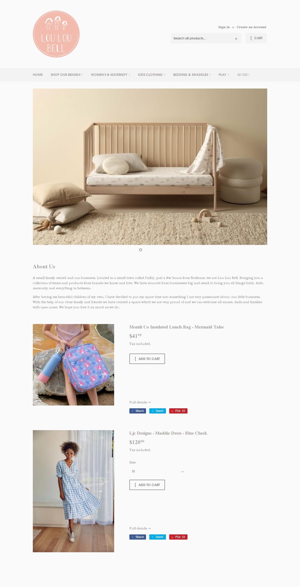 louloubellkids.com shopify website screenshot