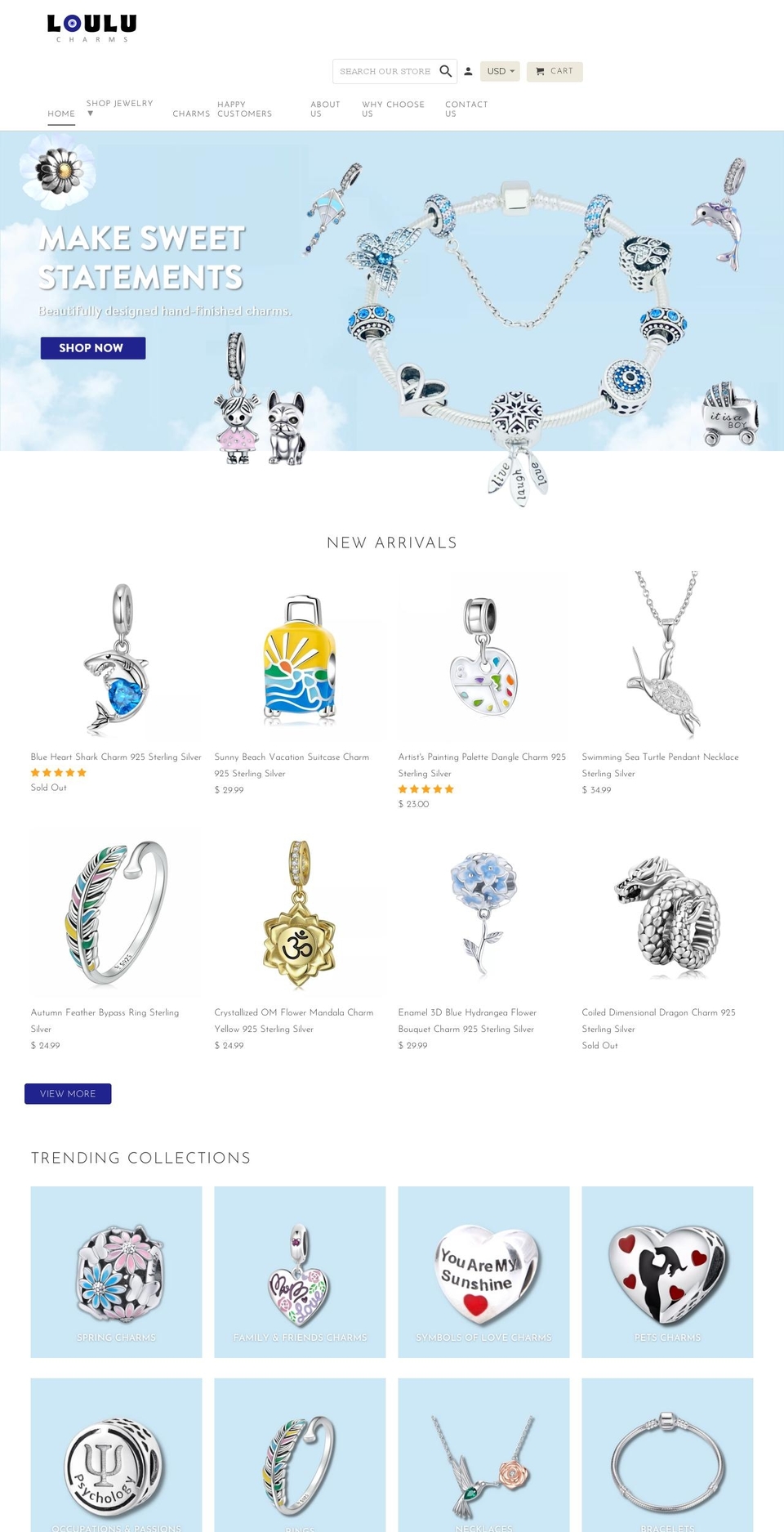 loulucharms.com — Shopify storefront screenshot