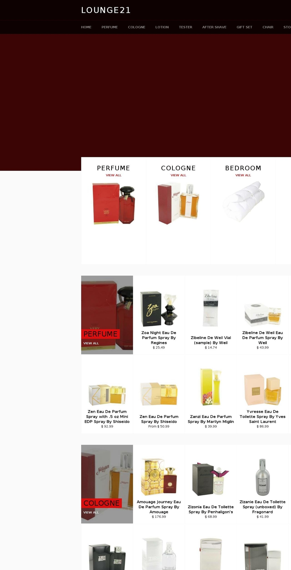 lounge21.com shopify website screenshot