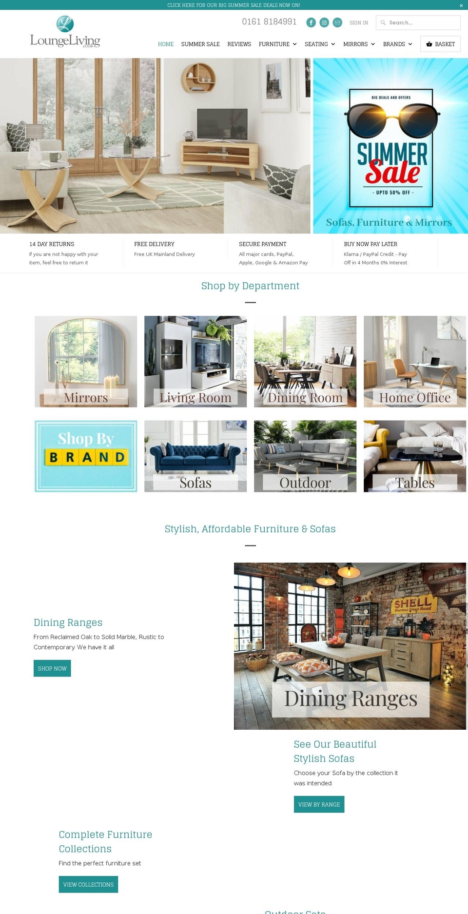loungeliving.co.uk shopify website screenshot