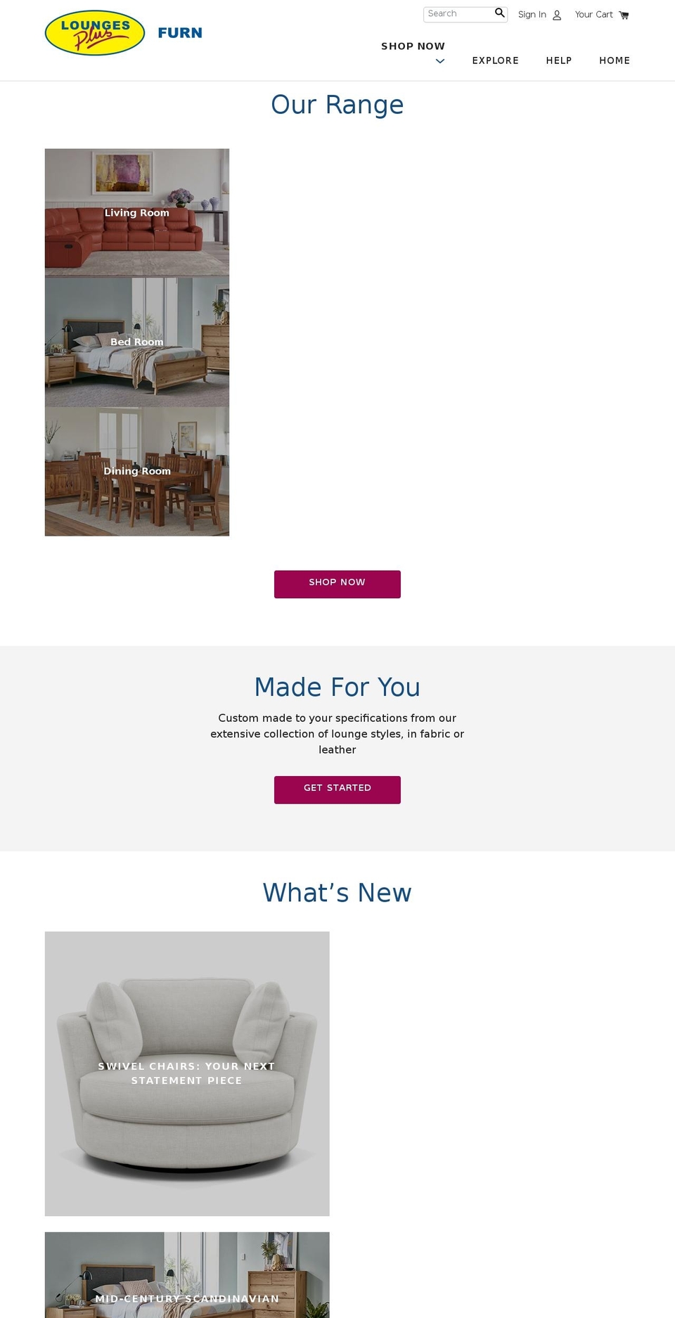 loungesplus.com.au shopify website screenshot