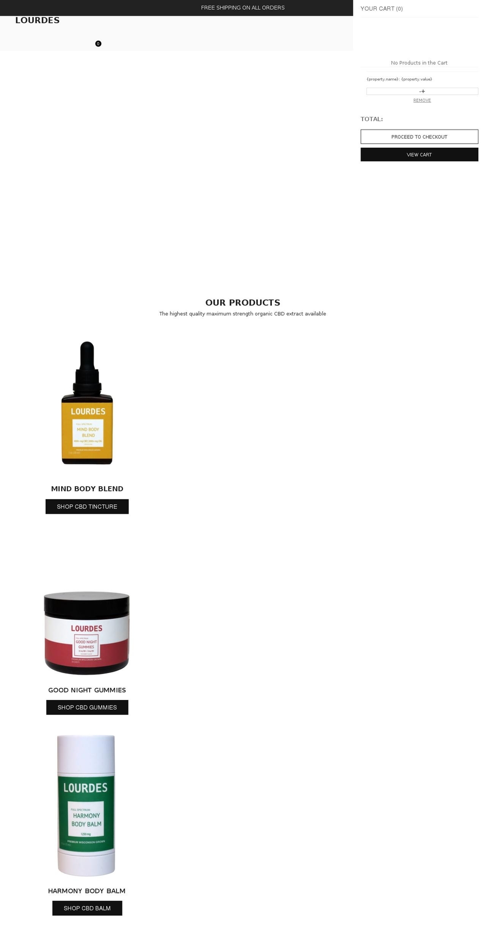 lourdescbd.com shopify website screenshot