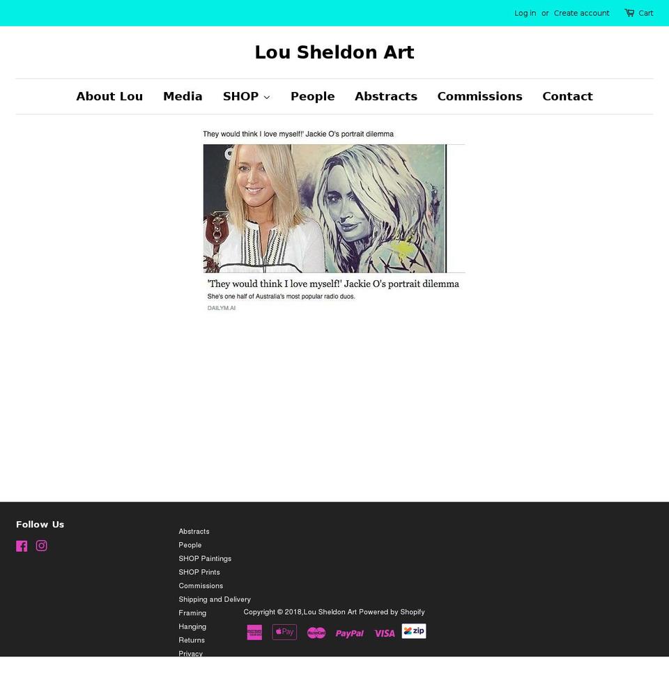 lousheldonart.com shopify website screenshot