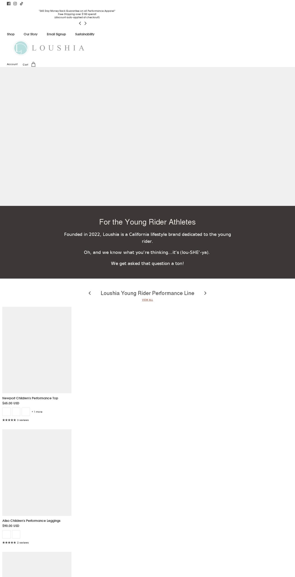 loushia.com shopify website screenshot
