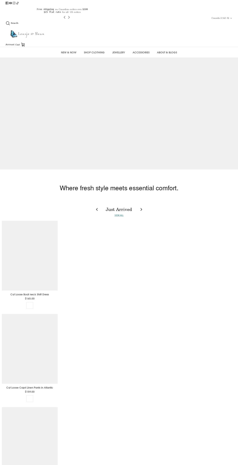 lousjeandbean.ca shopify website screenshot