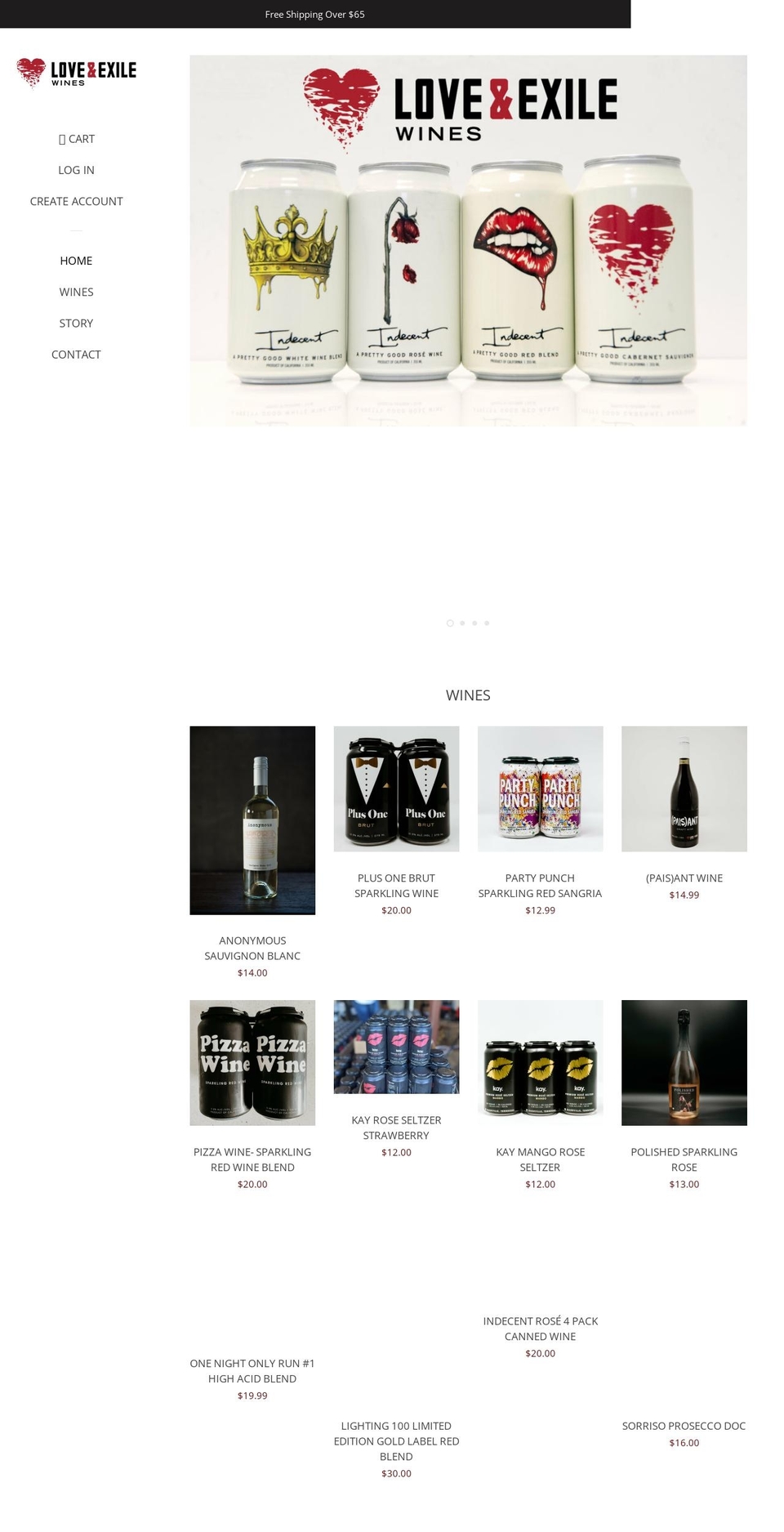 love-and-exile-wines.myshopify.com shopify website screenshot