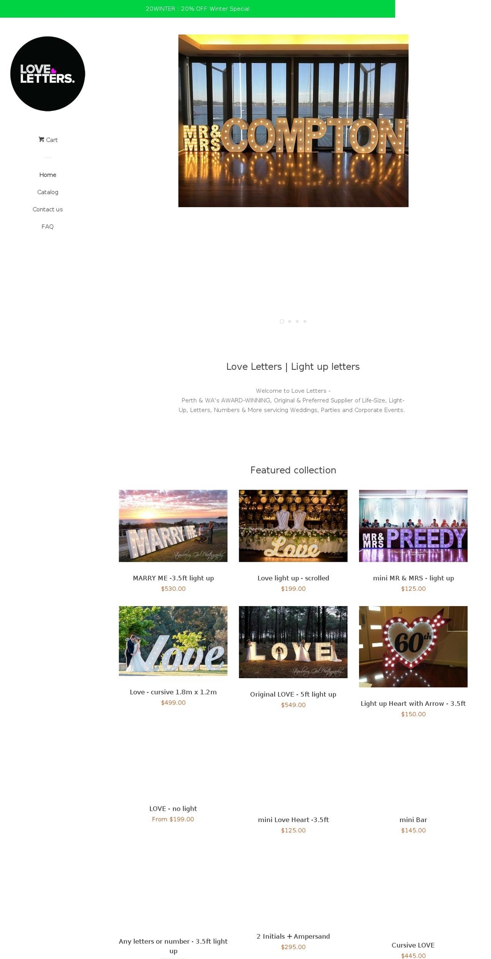 love-letters.com.au shopify website screenshot