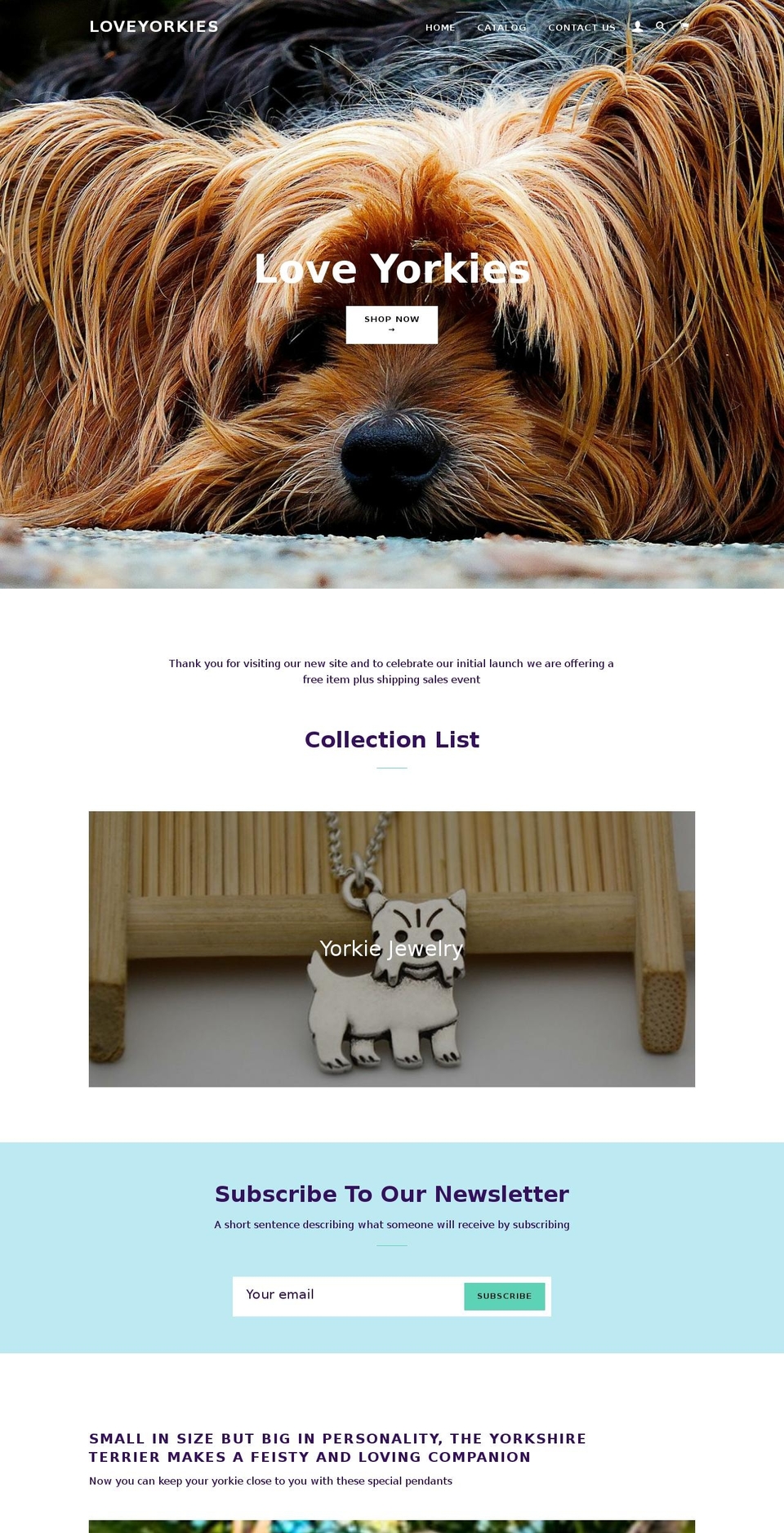 love-yorkies.com — Shopify storefront screenshot